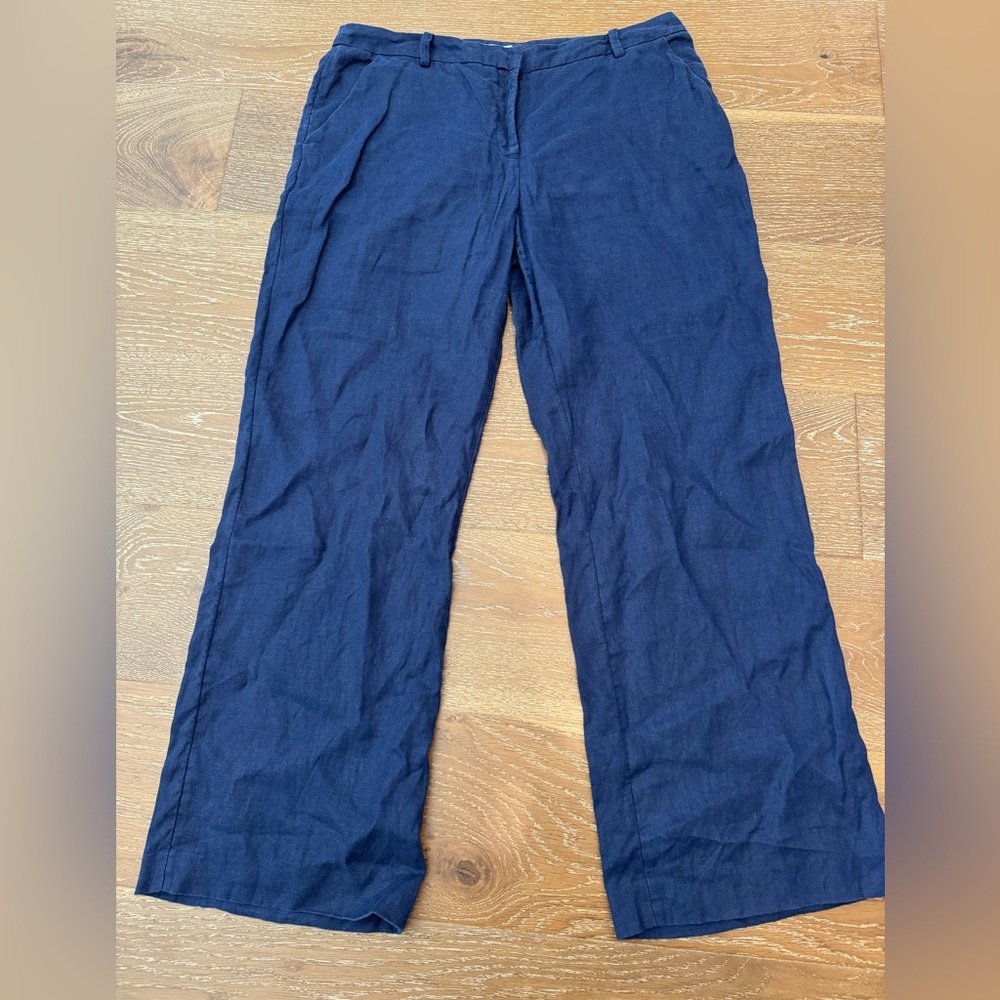 Pure Collection navy linen pants